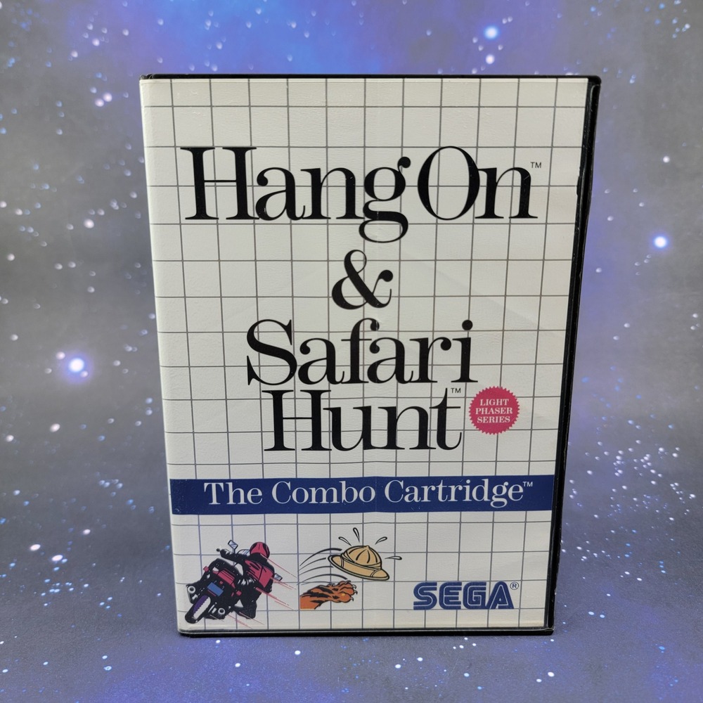 Hang-On & Safari Hunt Sega Master System Combo Cartridge Case Manual CIB